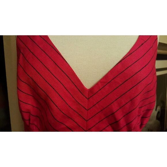 RALPH LAUREN Exclusive Red Navy Blue Stripe Nautical Linen Long Dress - … - Picture 2 of 4